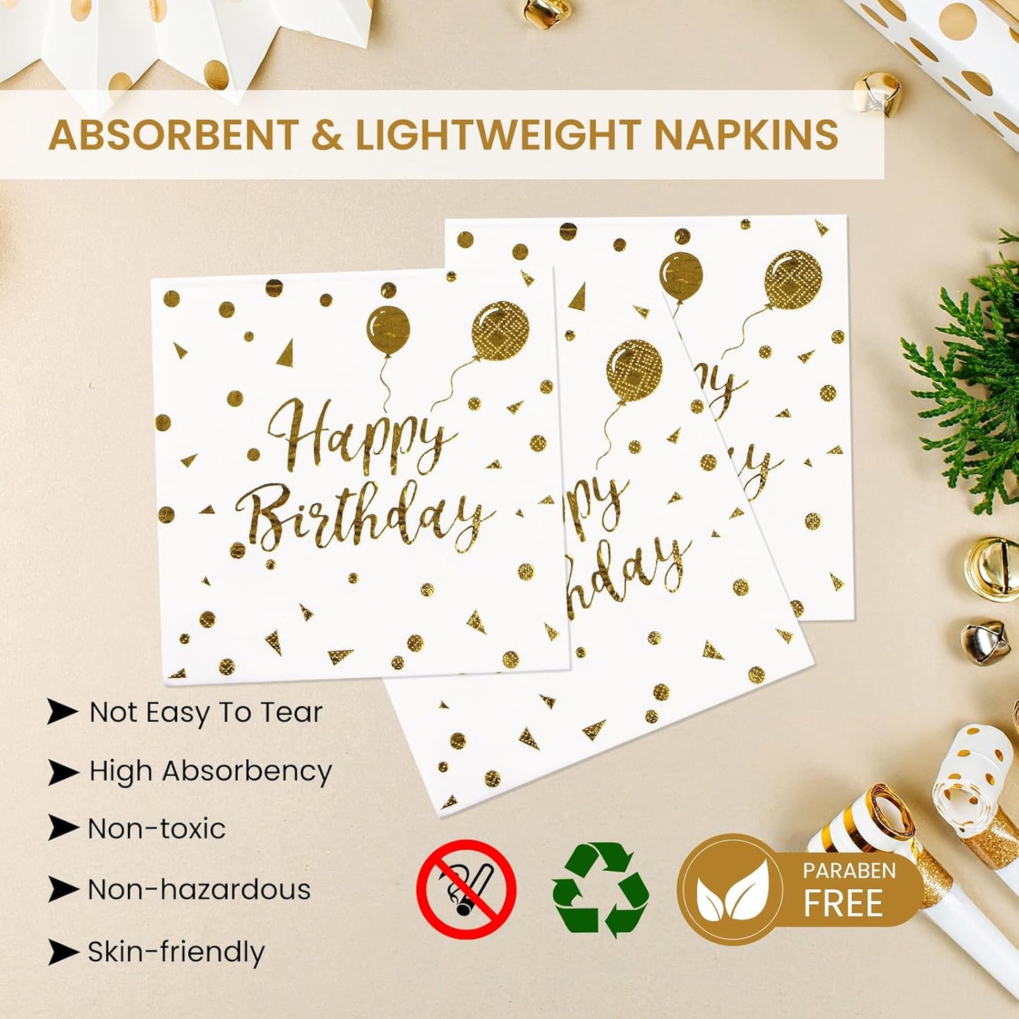 75PCS Paper Plates and Napkins Set - White and Gold Dot Disposable Party Dinnerware Includes Paper Plates, Napkins, Forks Decorations for 2026 New Year, Birthday, Wedding and Holiday, Serves 25