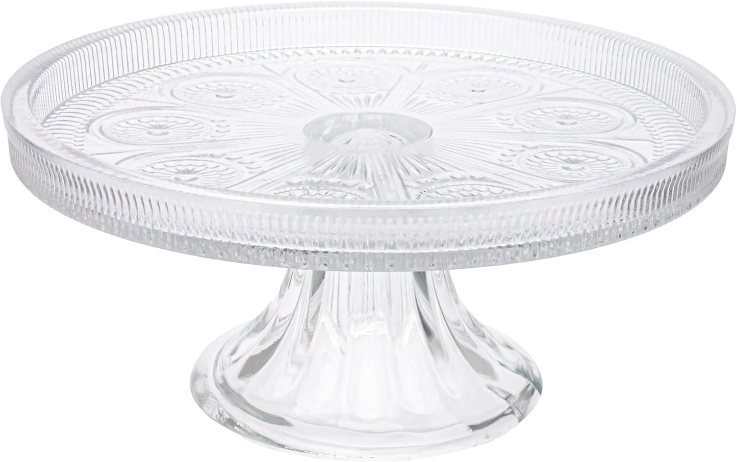 Boston International Vintage-Inspired Glass Cake Stand Round Pedestal for Desserts Cupcakes & Pie, 8.25" x 3.5", Clear Codi