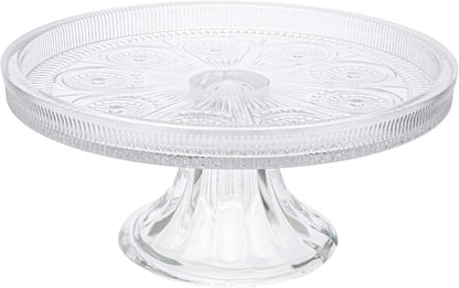 Boston International Vintage-Inspired Glass Cake Stand Round Pedestal for Desserts Cupcakes & Pie, 8.25" x 3.5", Clear Codi