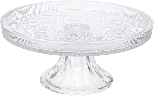 Boston International Vintage-Inspired Glass Cake Stand Round Pedestal for Desserts Cupcakes & Pie, 8.25" x 3.5", Clear Codi