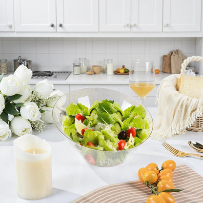 bUCLA 54 OZ Clear Plastic Serving Bowls (12 Pack) - Angled Serving Bowls Disposable for Chip&Candy - Party Table Salad and Fruit