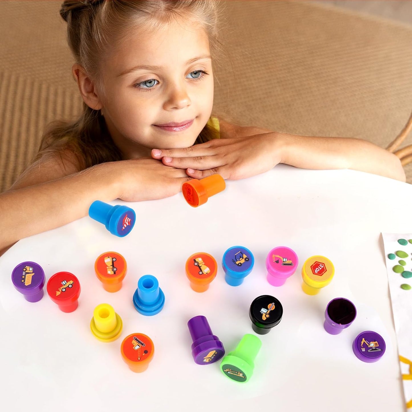 24 PCS Camp Party Favors Camping Adventure Mini Stamps Colorful Self Inking Stamps Camping Themed Party Favors for Boys Girls Student School Classroom Rewards Carnival Prizes Supplies