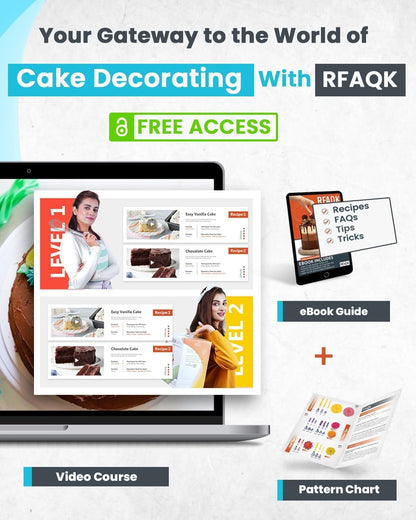 RFAQK 74 PCs Icing Piping Bags and Tips Set, Cake Decorating Kit with 48-Numbered Piping Tips, Anti Burst Pastry Bags for Cookie Cupcake Cake Decoration, Cake Decorating Tips Set with Booklet & E-book