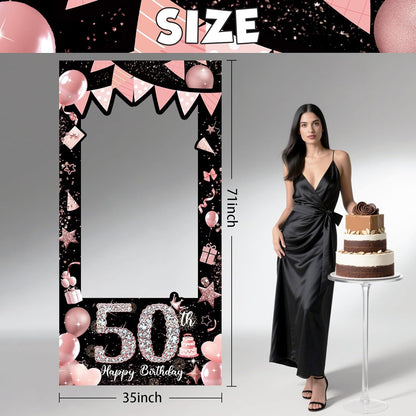 Pink 80th Birthday Neon Photography Banner Backdrop Glow Party Disco Dance Neon Theme Birthday Banner Photo Frame Props Props Selfie Background Face Cutout Photo Props Decoration
