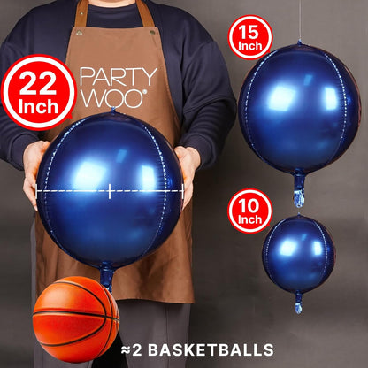 PartyWoo Metallic Gold Foil Balloons 20pcs Different Sizes Pack of 22 15 10 Inch Large Round Foil 4D Inflatable Mirror Ball Mylar Balloons for Graduation Birthday Baby Shower Party Decorations