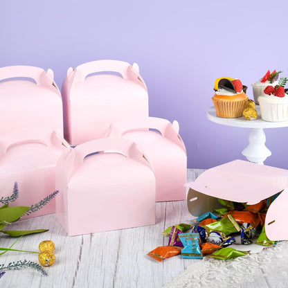 DjinnGlory 36 Pack White Party Favor Treat Boxes with Handle, DIY Paper Boxes for Baby Shower, Birthday, All Occasion, Small Gable Boxes for Small Business 6.18 x 3.58 x 3.38 Inches
