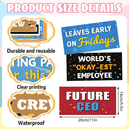 Photo Booth Props 24 Designs Double Sided Photobooth Props 11x5.5 Inch Waterproof Office Party for Office Work Celebration Activity Team Parties Gatherings Supplies
