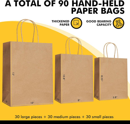 RACETOP 32 Pack Small Paper Gift Bags with Handles, 5.8"×3.2"×8.25" Kraft Paper Party Favor Bags Bulk for Kids Birthday, Baby Shower, Crafts, Wedding, Party Supplies (8 Colors)