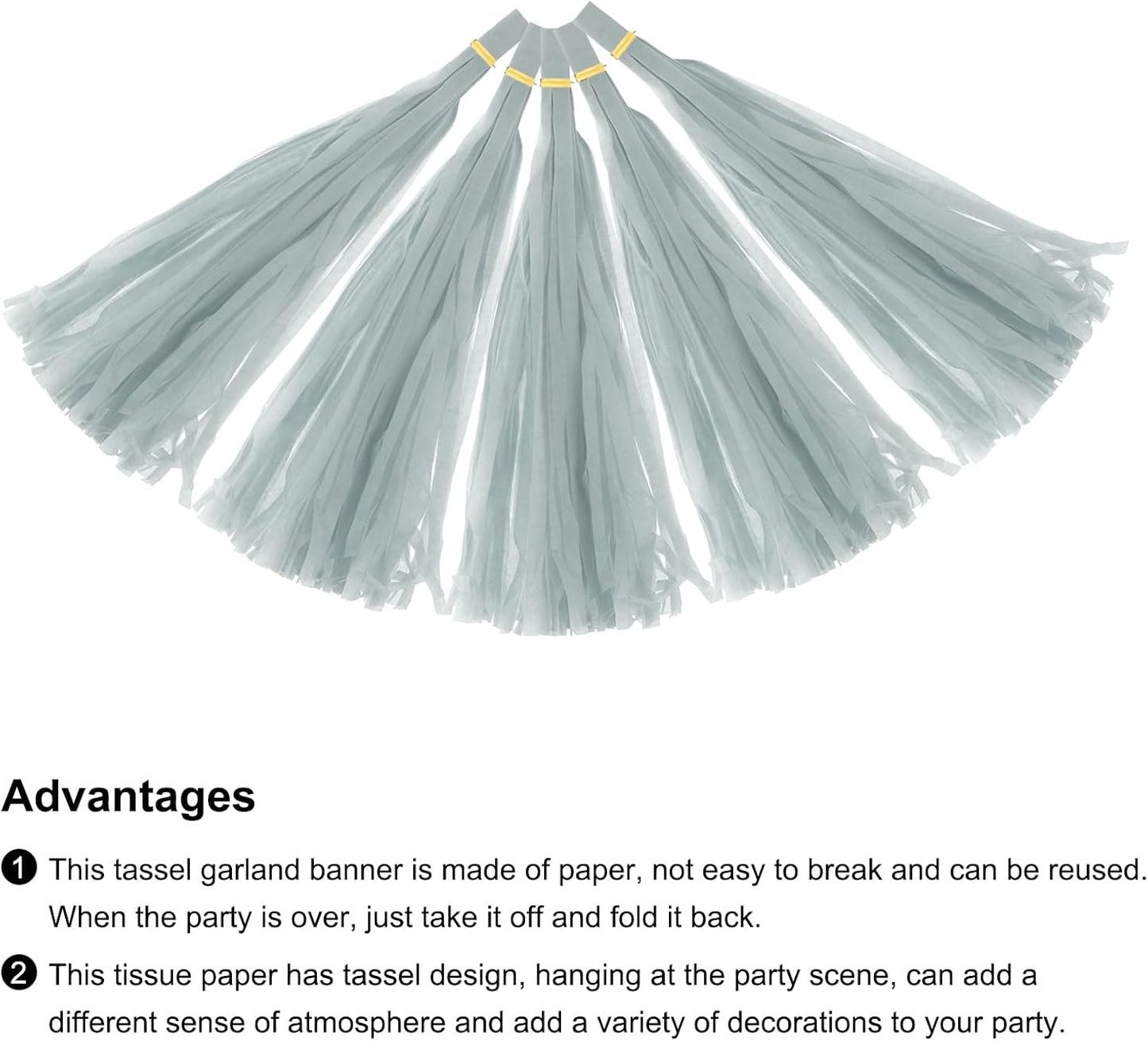 MECCANIXITY 15Pcs Light Blue Tassel Garland Banner with Rope Tissue Paper Tassels Party DIY Kits for Anniversary Wedding Birthday Party