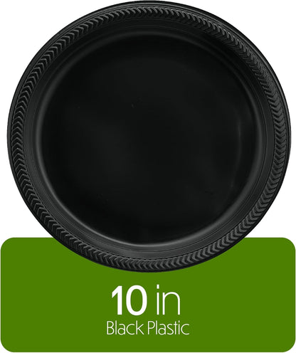 PLASTICPRO 100 PCS Black Plastic Bowls Light Weight 12 oz Plastic Soup Bowls Black Salad Plates Disposable for Party and Wedding