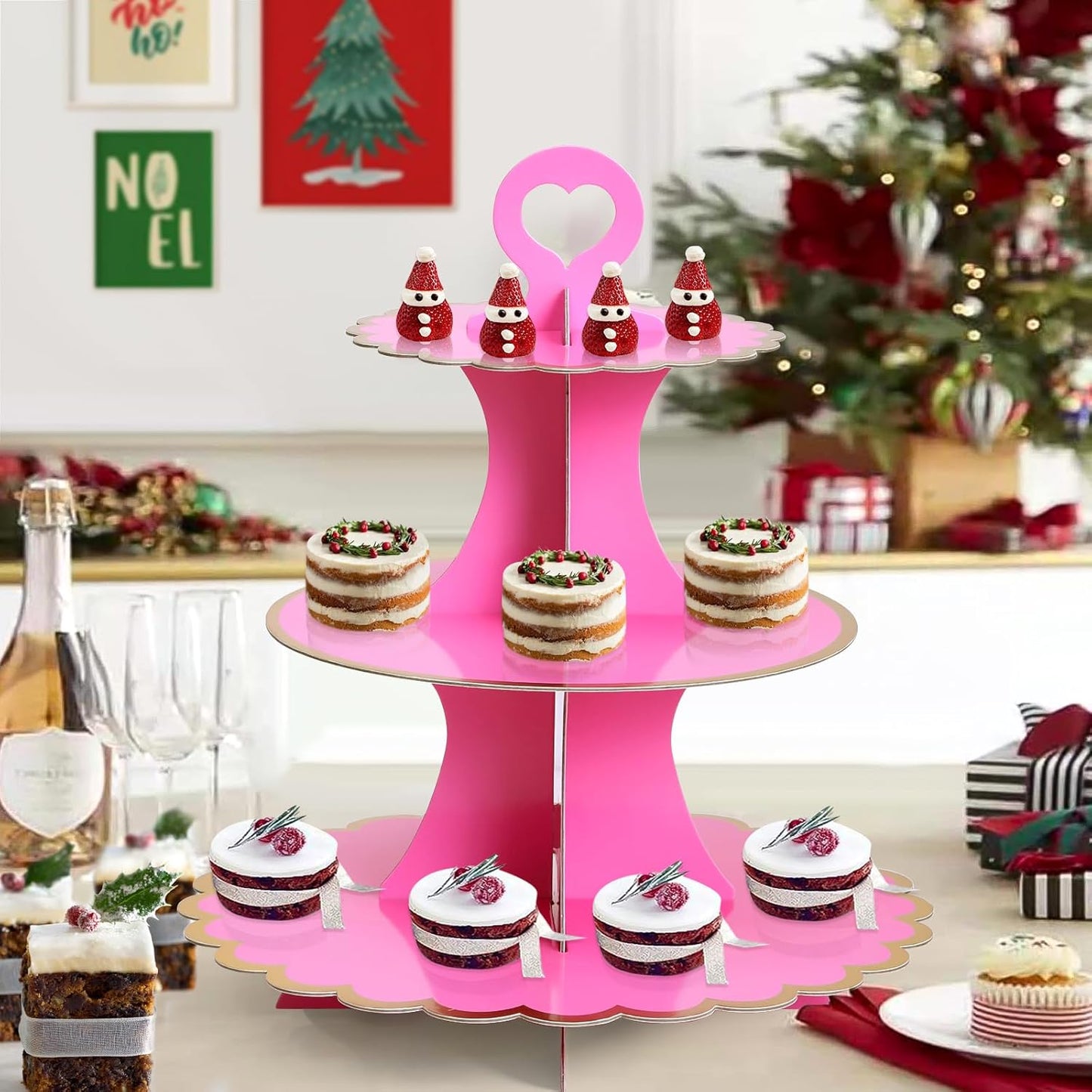 Soleebee 3-Tier Cupcake Stand, Cardboard Cupcake Tower, Cup Cake Stand Tower for Birthday Wedding Party Decoration, Cupcake Tier Stand Desserts Display 1 Set (Purple Gold)