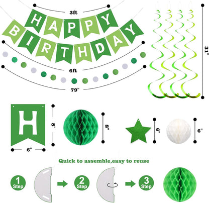 meowtastic Birthday Decorations, Happy Birthday Banner with Honeycomb Balls, Stars Hanging Swirl Streamers, Circle Dots Garland, Happy Birthday Party Decorations for Women Men Boys Girls (Blue)