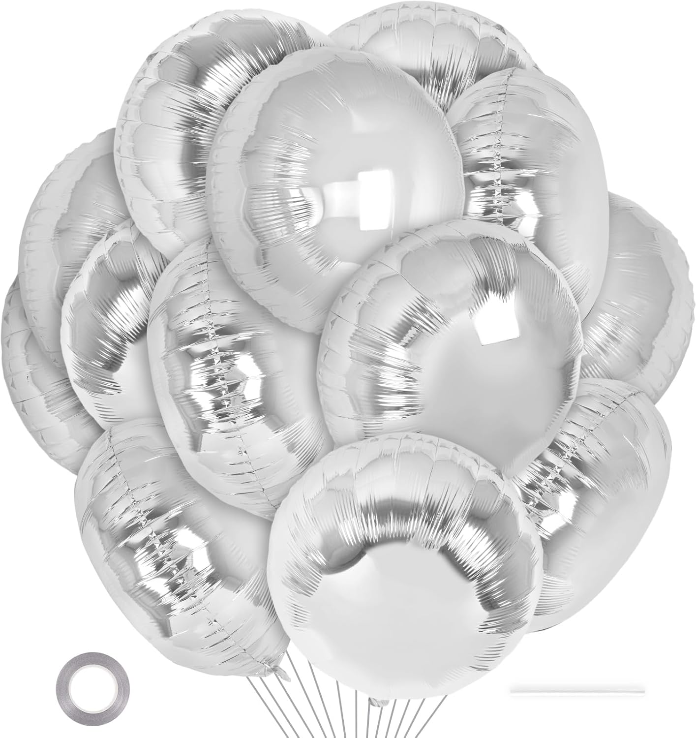 20 Pcs Black Round Shaped Balloons,18 Inch Round Foil Balloon,Giant Round Mylar Balloon Helium Balloons for Birthday Party Baby Shower Wedding Decorations (Black)