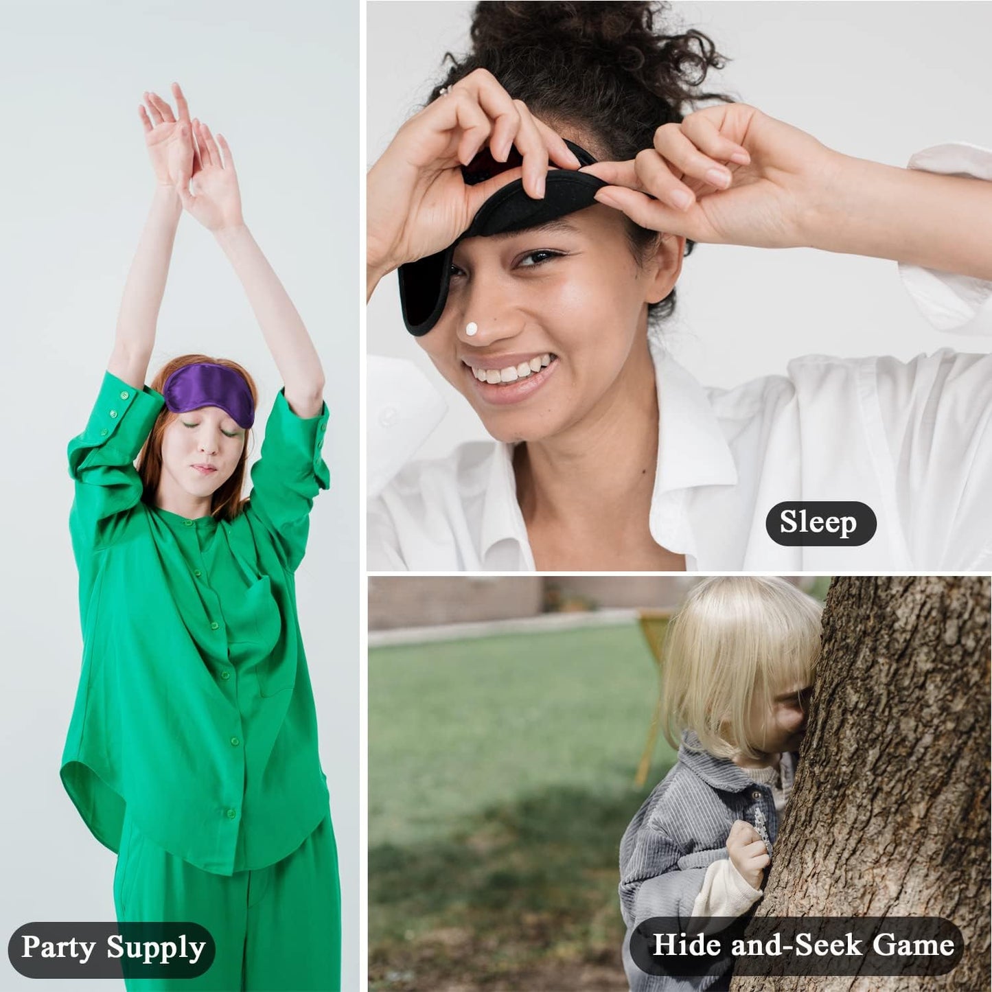 6 Pack Blindfold Eye Mask Cover Sleep Mask for Party Games Travel Sleep Team Build Party Supply with Adjustable Strap for Women Men Kids, Black