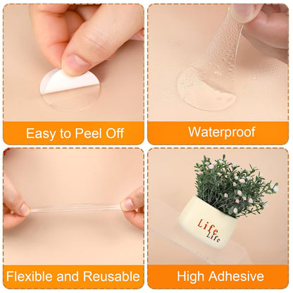 JANYUN 140 Pieces Adhesive Dots,Removable Round Putty Clear Tack No Trace Small Tape Stickers for Wall Hanging Festival Poster Office Party Decoration Picture Crafts
