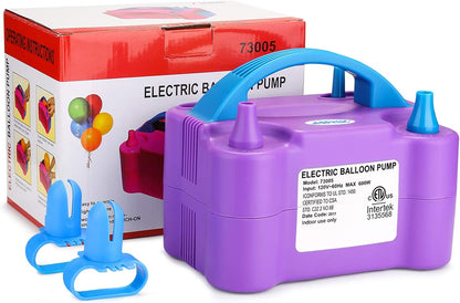 AGPTEK Electric Air Balloon Pump, 110V 600W Rose Red Portable Dual Nozzle Inflator/Blower for Party Decoration