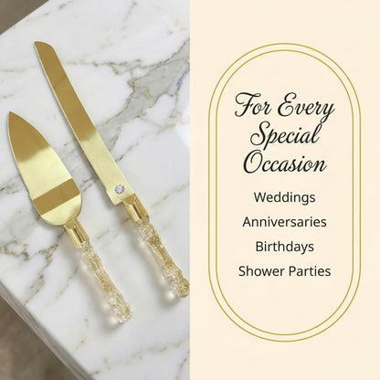 Homi styles Wedding Cake knife and Server Set | Elegant Rose Gold Color Premium 420 Stainless Steel plated Blades | Cake & Pie Serving Set for Wedding Cake, Birthdays, Anniversaries, Parties