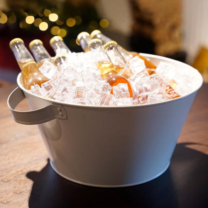 Metal Ice Buckets for Parties, Beer Cooler, Drink Tub & Christmas Decor Rustic Tub, Gift Bucket for a Holiday, Home Table Centerpieces Storage Decor, 13in dia