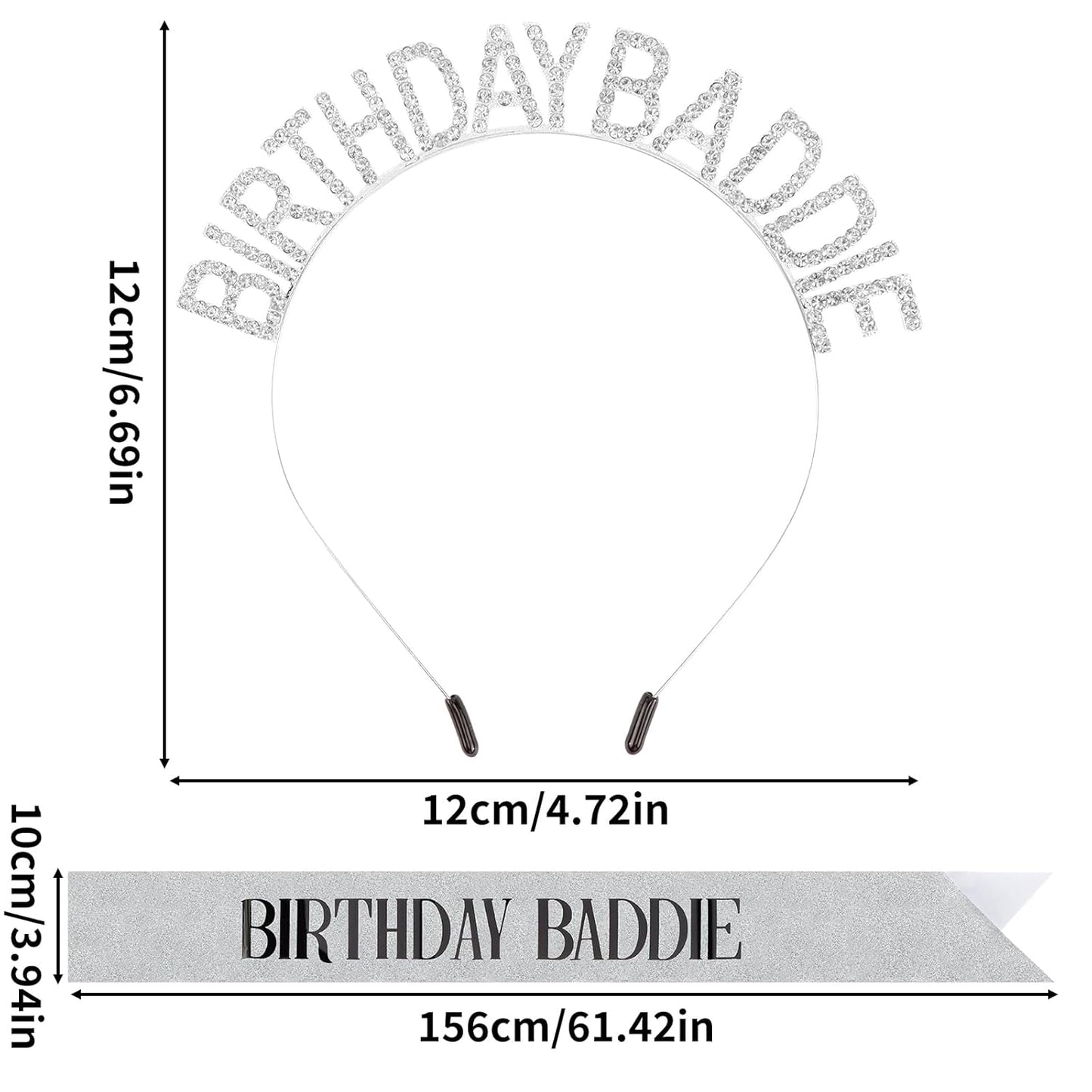 Aprince Birthday Baddie Sash and Tiara Crown for Women Girls Black Gold Happy Birthday Headband Accessiores Party Decorations