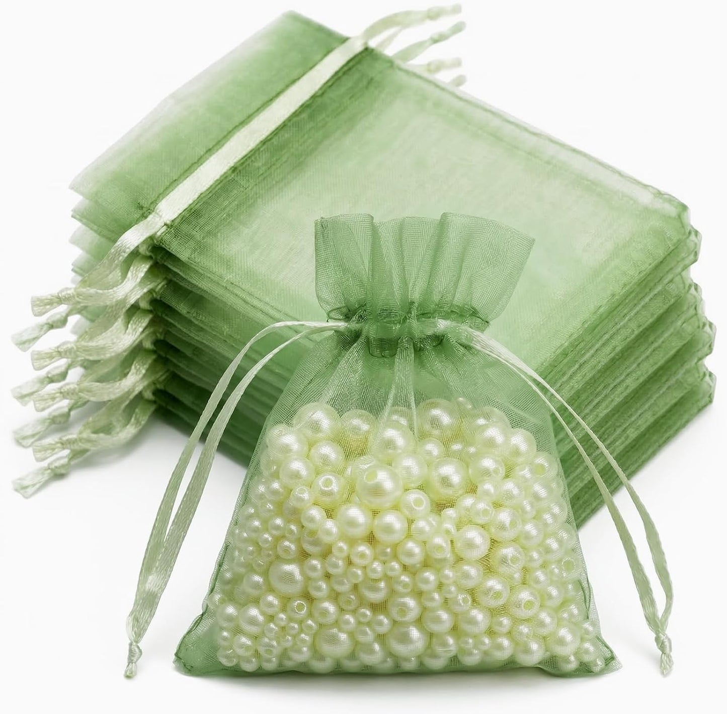 joycraft 50Pcs Organza Bags, 2x3 inch Gift Favor Bags, White Wedding Favor Bags, Jewelry Pouches with Drawstring, Mesh Bags Drawstring for Jewelry, Festival, Makeup, Candy, Desserts