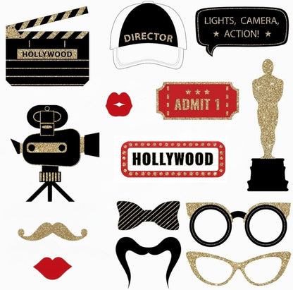 Fully Assembled Wedding Photo Booth Props - Set of 40 - Gold, Pink, Teal, & Silver Selfie Signs - Wedding Party Supplies & Decorations - Cute Designs with Real Glitter - Did We Mention No DIY