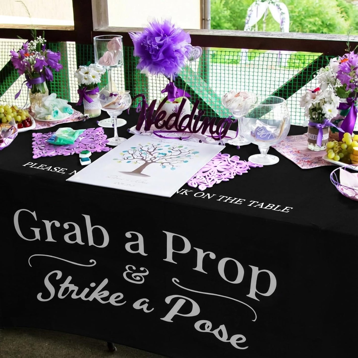 Gilprop Photo Booth Table Cloth Photo Booth Props Accessories Rectangle Tight Table Background for Indoor Outdoor Party Photography Decoration Graduation Wedding Birthday Bachelorette(Stylish,4ft)