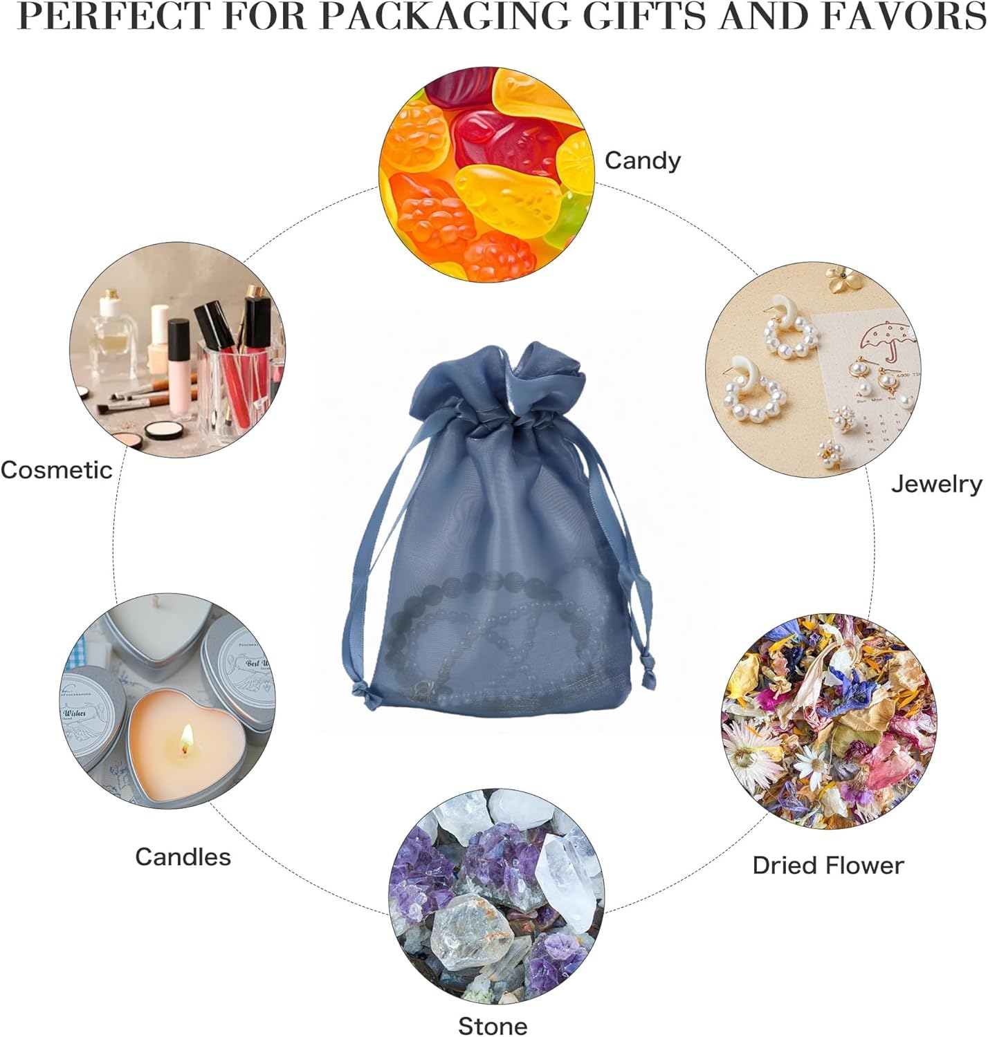 QIANF 20 Pcs Peacock Blue Small Organza Bags 3X4 inch for Wedding Favors with Drawstring, Mini Mesh Gift Bags Jewelry Pouch for Candy Bridal Shower Party Favor Baby Shower Christmas