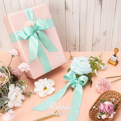 Ribbli Double Faced White Satin Ribbon,3/8” x Continuous 25 Yards,Fabric Ribbon use for Bows Bouquet,Gift Wrapping,Floral Arrangement