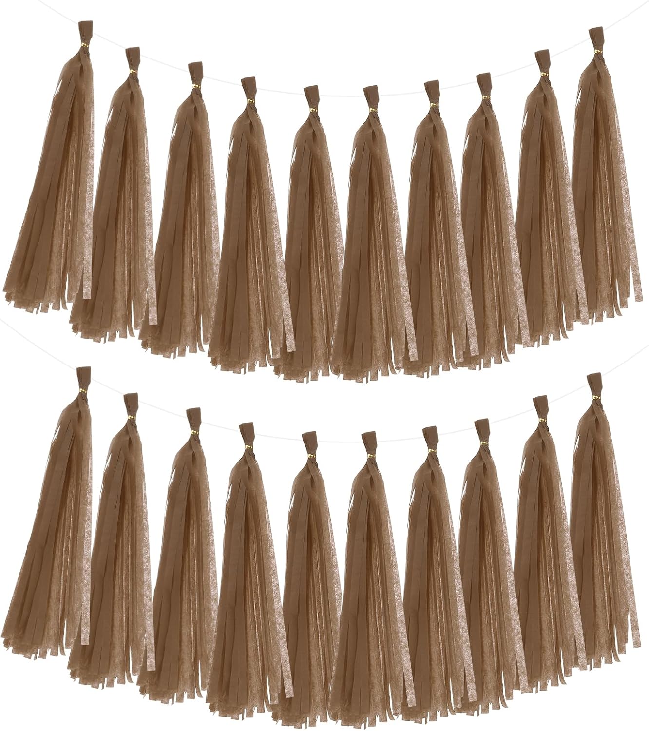MECCANIXITY 20Pcs Tassel Garland Banner Tissue Paper for Streamers Party Decorations, Valentine's Day Birthday Decor for Women with Rope and Tie Wire (Pink, 14.6Inch)