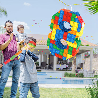 Hooqict Mexican Pinata with Blindfold and Bat Stick Party Pinata for Fiesta Carnival Cinco de Mayo Decorations Kids Adults Mexican Party Games Birthday Party Supplies