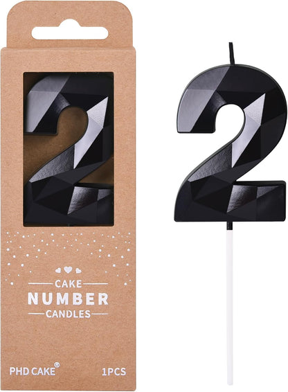 PHD CAKE 2.76 Inch Crystal Black 9 Number Birthday Candles, Black Number Candles, Cake Number Candles, Party Celebration