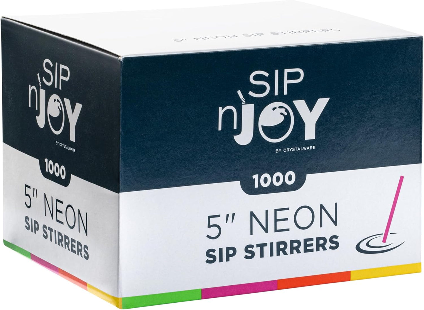 Crystalware, Plastic Stir Straw, Sip Stirrer, For Coffee and Cocktail, 7 1/2 Inches 1000/Box, Black