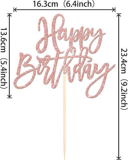 ZHUOWEISM 1 PCS Gold Happy Birthday & Anniversary Cake Topper