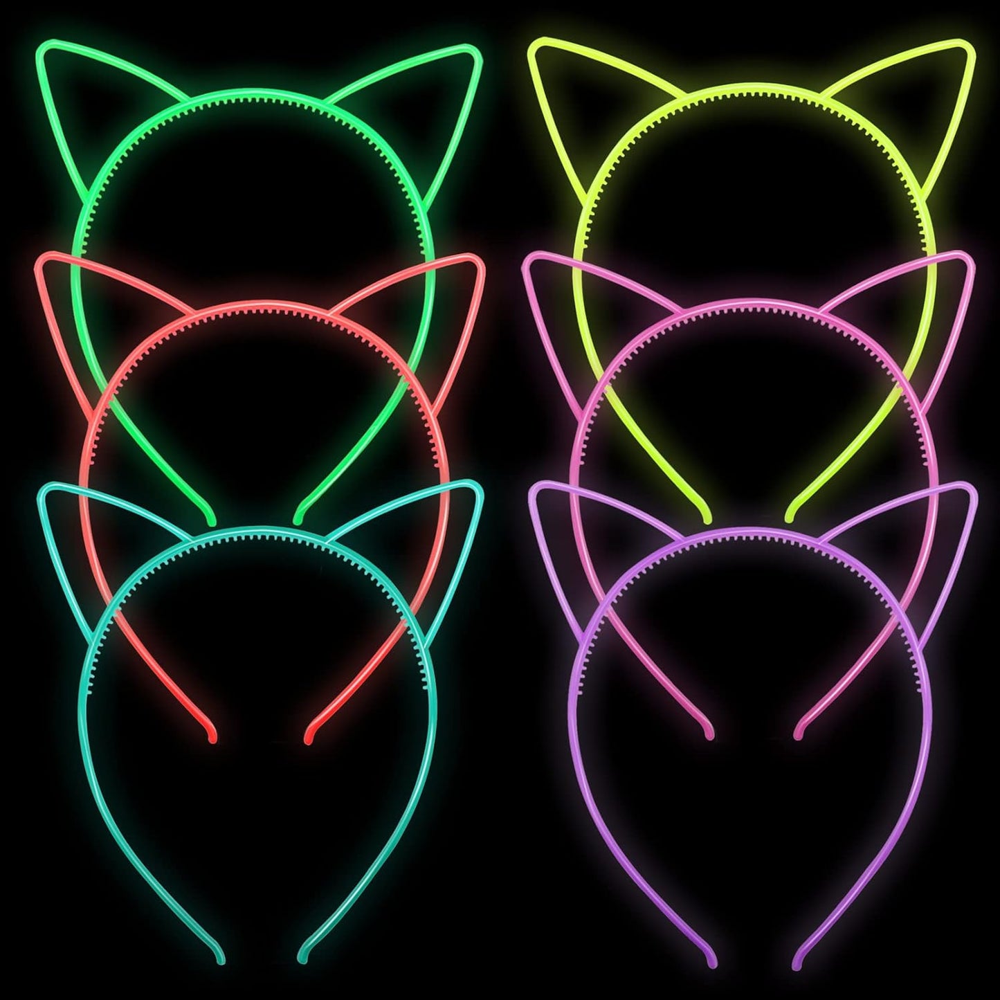 ZIRICHER 6 Colors Glow in the Dark Headbands, Plastic Light Up Hair Band Crowns Luminous Headband For Girls Party Headbands