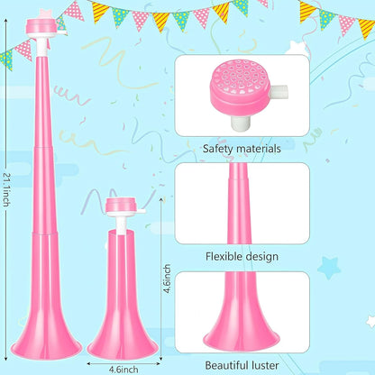 4 Pcs Collapsible Stadium Horn for Adult, 21 Inch Vuvuzela Plastic Trumpet, for Sporting Events Football Carnival Party, White