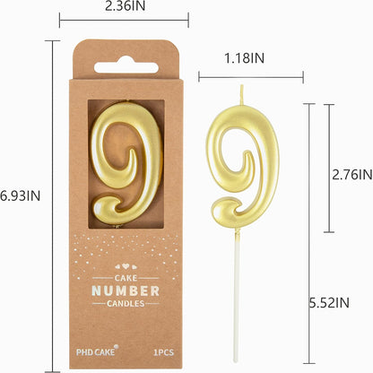 PHD CAKE 2.76 Inch Elegant Gold 1 Number Birthday Candles, Gold Number Candles, Cake Number Candles, Party Celebration