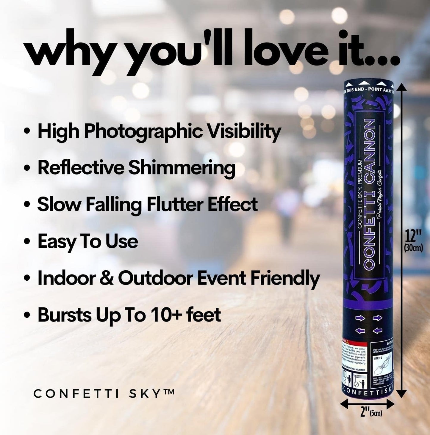 Confetti Sky [6 Pack] 12 Inch Confetti Cannons | Multicolor Confetti Poppers for Wedding Celebration, Birthday Party, Pranks, Graduation, Christmas Eve and New Year Celebration