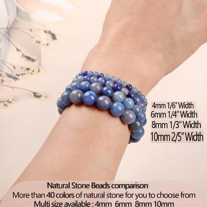 LPBeads Handmade Natural Gemstone Stretch Elastic Bracelet Healing Crystal Round Stone Beads Jewelry Gifts for Women Men