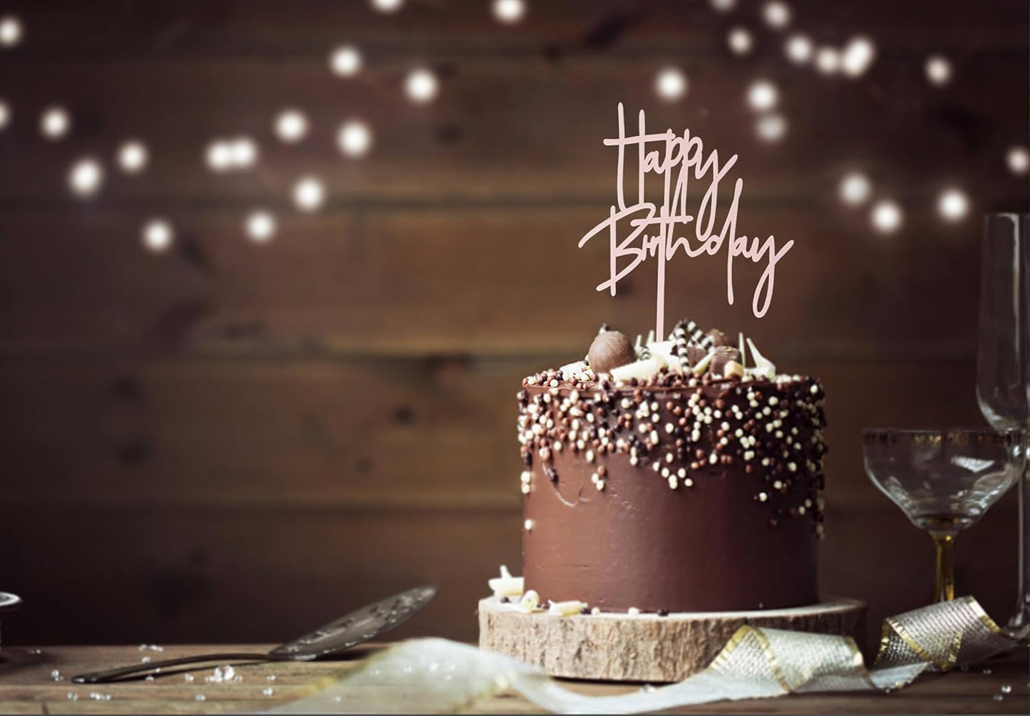 DIY Happy birthday Cake Topper Black Acrylic