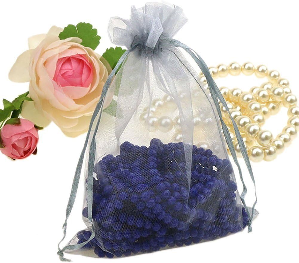 Wudygirl 100pcs 5X7 Inches White Organza Bags Christmas Drawstring Pouches Party Wedding Favor Bags Goodie bags(White 5x7)