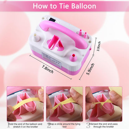 QIPUMP Balloon Pump Electric,110V 600W Balloon Blower Inflator Dual Nozzle Air Pump Balloons Inflator for Decoration, Party, Sport,Gifts:2 Balloon Tying Tools