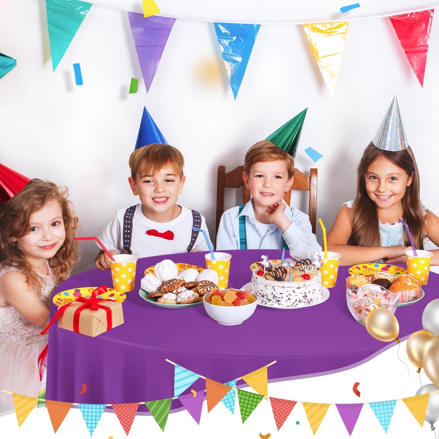 tujol Royal Blue 6 Pack Plastic Table Cloth 54" x 108", Disposable Tablecloths Rectangle Table Cover, Plastic Tablecloths for Parties