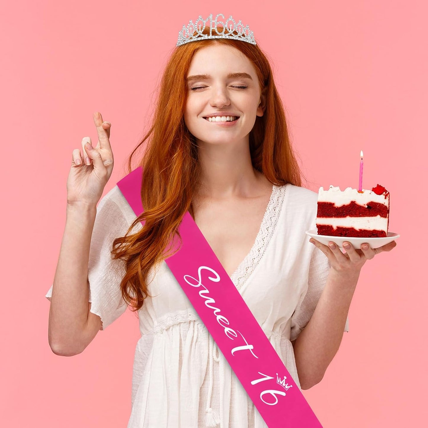 CAVETEE Silver Birthday Crown for Girls Birthday Decorations Birthday Gifts for Women and Girls