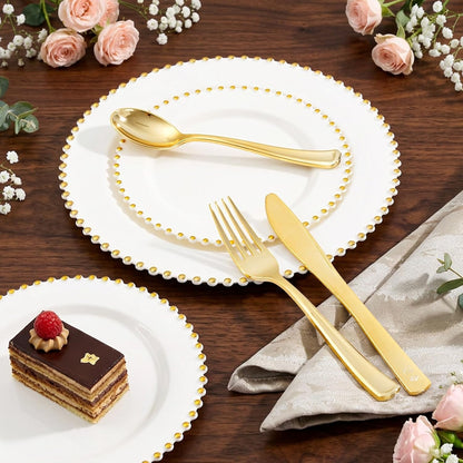 Supernal 360pcs Silver Plastic Cutlery,Elegant Plastic Silverware,Silver Hammed Silverware,Disposable Flatware,Include 120 Forks,120 Knvies,120 Spoons,Perfect for Birthday,Party,Wedding