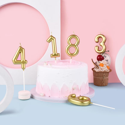 2.76 Inch Classical Gold 5 Number Birthday Candles, Gold Number Candles, Cake Number Candles, Party Celebration