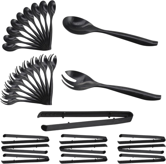 Sterno Serving Utensils, Disposable Set for Parties & Catering Buffet Supplies, Plastic Party Serving Forks, Spoons & Tongs (30pcs)
