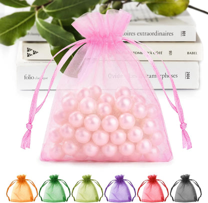ANZNKU 50PCS White Organza Bags 3x4, Small Gift Bags Bulk for Sachet Jewelry Candy Treat, Mini Mesh Bag Drawstring for Wedding Bridal & Baby Shower, Party Favor Bag for Easter Mothers Day Birthday