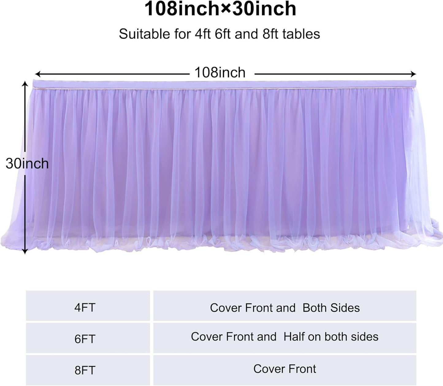 72inch Champagne Gold Tulle Table Skirts for Rectangle Round Tables, Gold Grim Ruffle Tulle Tutu Cloth Table Skirt 6ft for Wedding Birthday Party Cake Dessert Decor(No Top Cover)