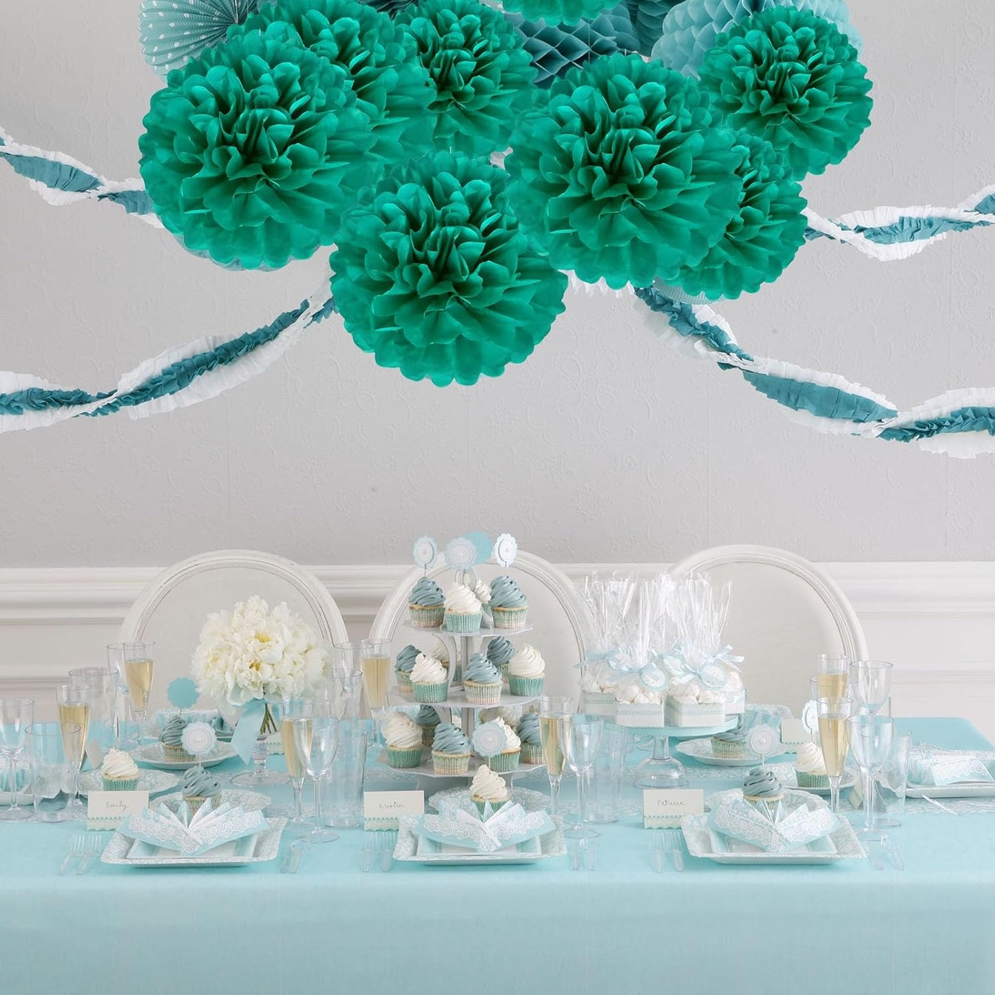 20 PCS Orange Tissue Paper Pom Poms, Tissue Pom Poms Flowers, Sizes of 6", 10", 12", 14" Hanging Paper Flower Ball for Wedding, Birthday, Halloween, Christmas, Baby Shower Party Decor