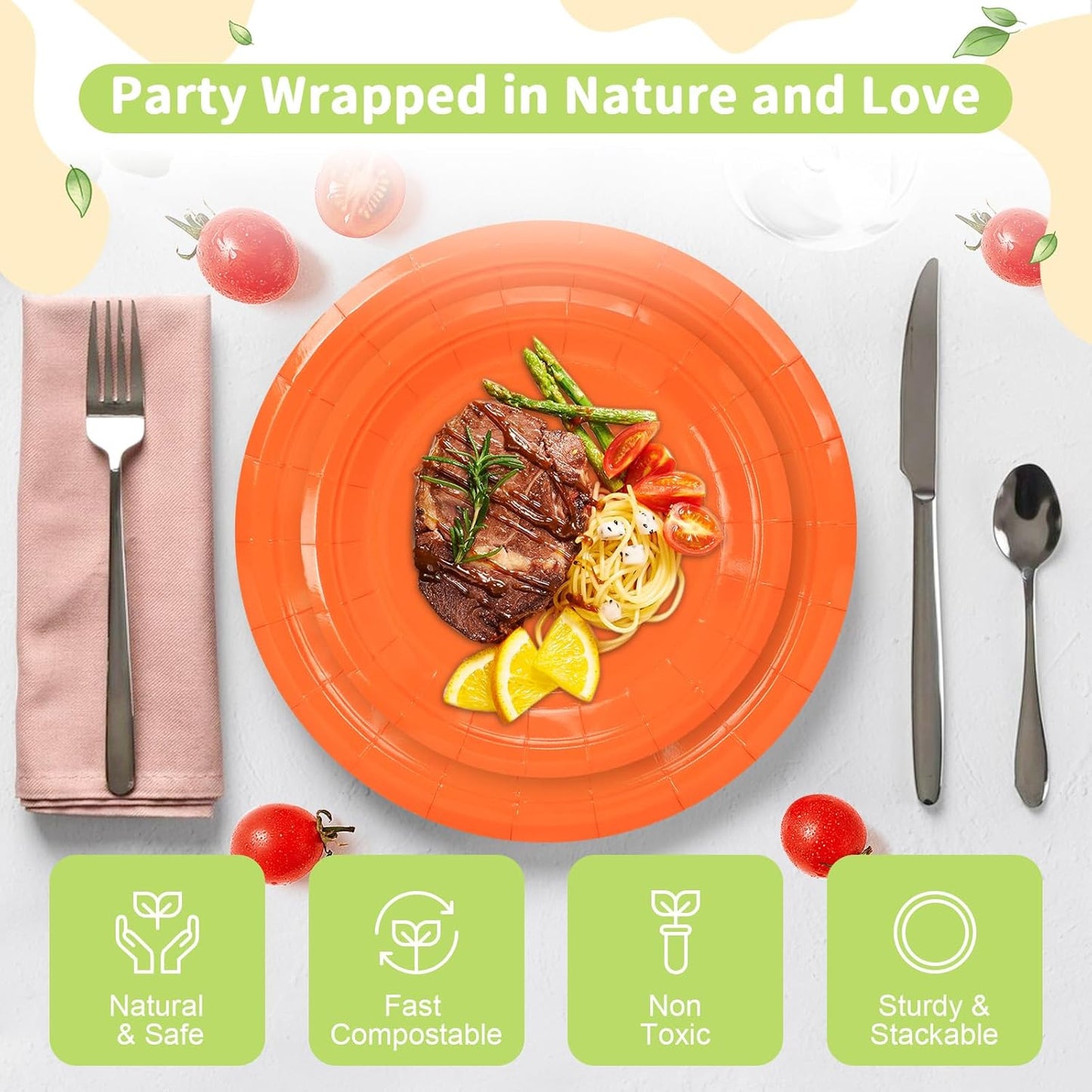 LANLISA 50 Pcs Pink Paper Plates Disposable, 25-9" & 25-7" Disposable Birthday Cake Dessert Plates For Valentines Day, Baby Shower, Easter Party, Mothers Day Party Supplies